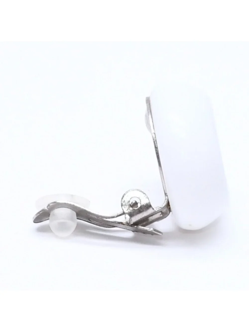 Chanel CC Logo Earrings 96 Resin Metal White Black Bicolor